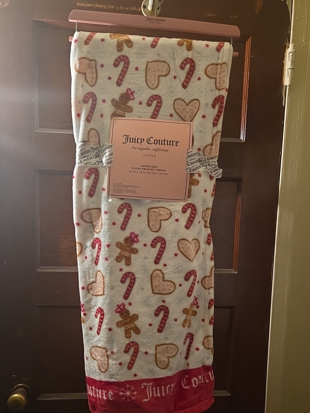 Juicy Couture Holiday Oversized Plush Throw Blanket 60 Inch X 70 Inch
